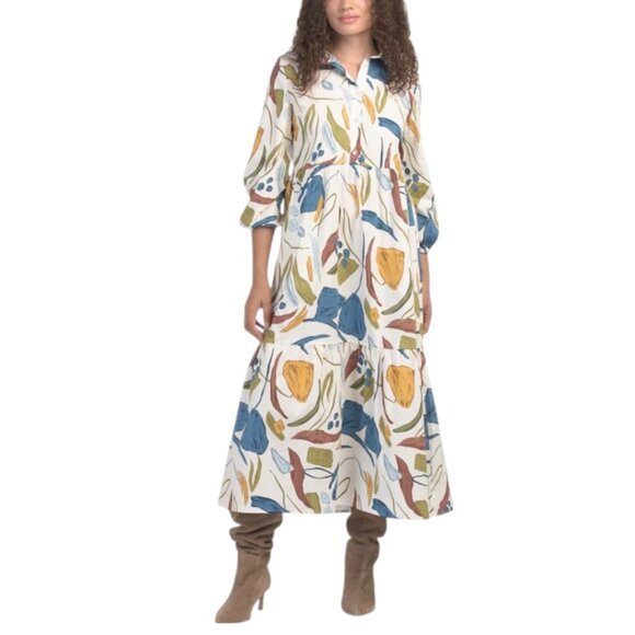 RACHEL ZOE Cotton Blend Tiered Shirt Dress